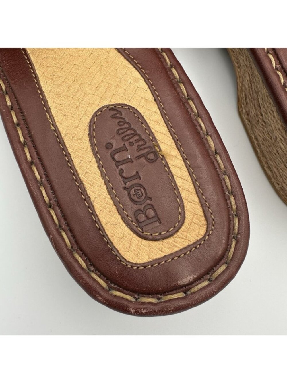 Born Drilles Women’s Size 9 US Brown Leather Espadrilles Slip On Sandals W8905 - Picture 4 of 14